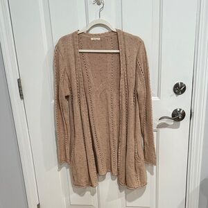 Women's Open Front Knit Cardigan Sweater - Tan